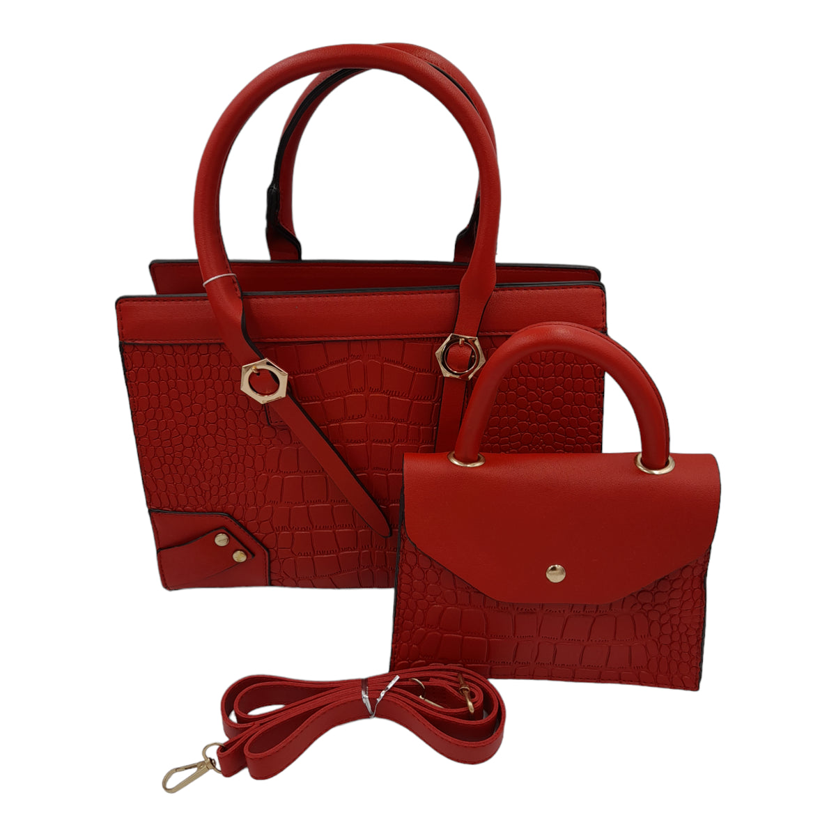 Trendy crocodile skin 2 piece bag