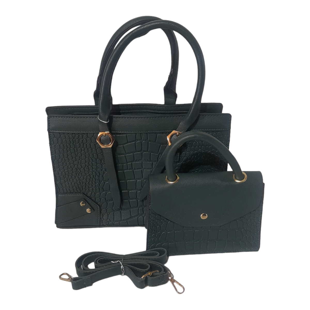 Trendy crocodile skin 2 piece bag