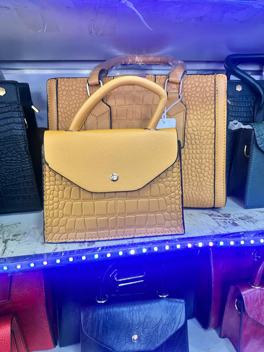 Trendy crocodile skin 2 piece bag